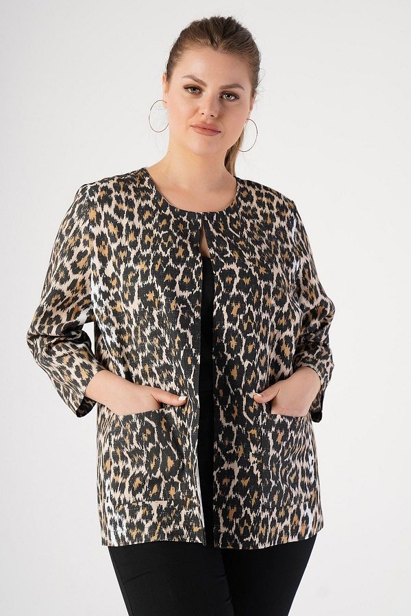 Animal print jacket plus size online