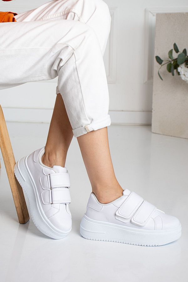 Womens white sneakers with velcro outlet