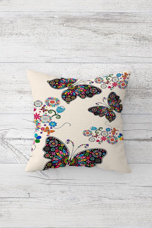 on the clouds-Colorful Butterflies Patterned Single Side Hidden Zipper Pillow Case Throw Pillow Sofa Pillow Case 1