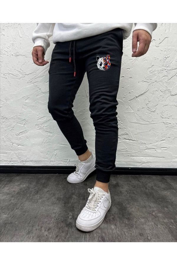 NewCabin-Ανδρικό καλοκαιρινό παντελόνι Tokyo Panda Black Jogger 1