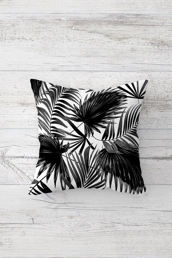 on the clouds-Black Tropical Leaf One Side Printed Hidden Zipper Pillowcase Throw Pillow Sofa Pillowcase 1