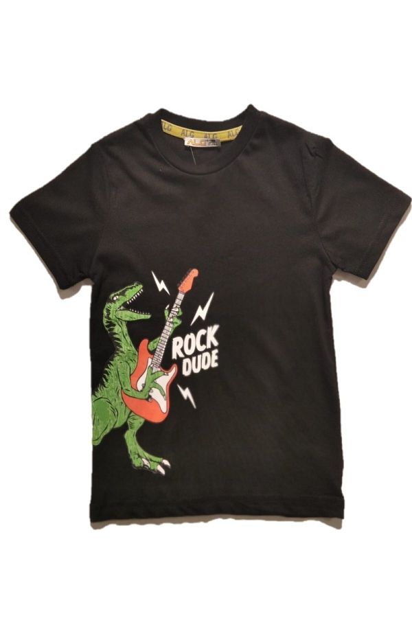 ALG Kids Rock Dude Dinosaur Printed T Shirt Trendyol