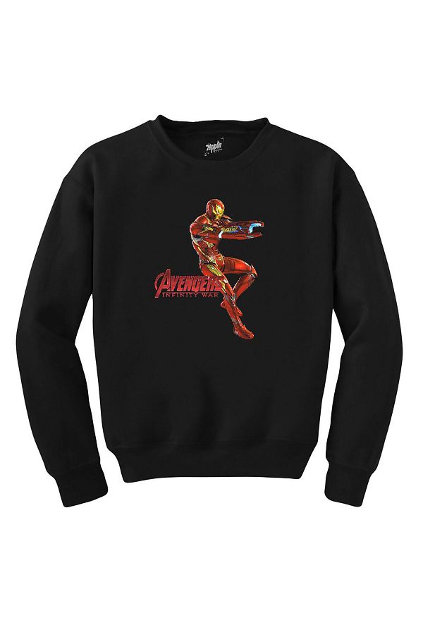 Z zepplin Avengers Infinity War Iron Man Black Sweatshirt Trendyol