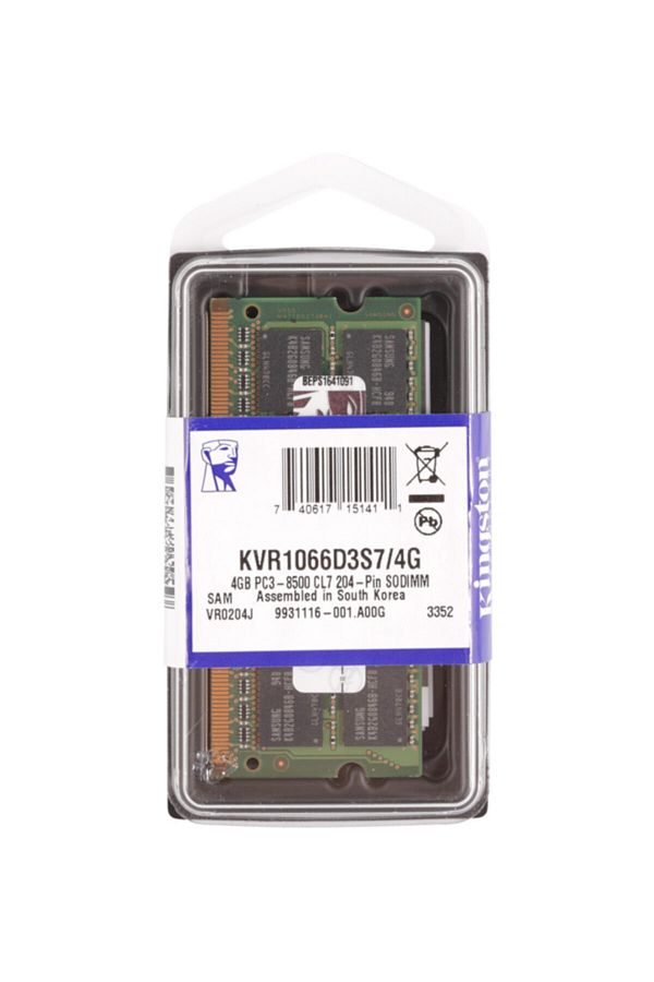 Kingston-4 Gb Ddr3 1066 Mhz 1.5v Notebook Ram Kvr1066d3s7/4g 1