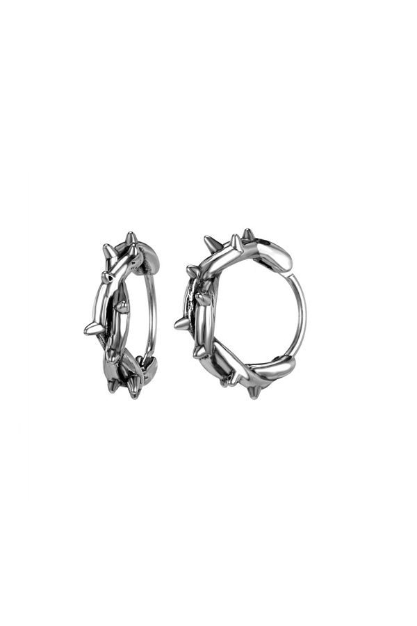 northstarshop Punk Aggressive Snap Hoop with Thorn Spike Motif Men s 316l Steel Earrings pair Trendyol