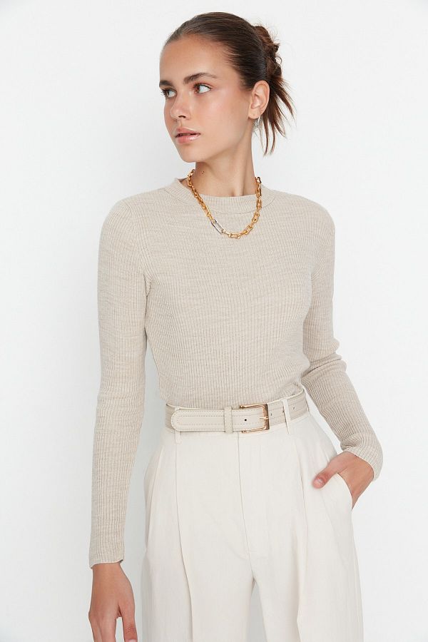 Trendyol Collection-Stone Basic vezetékes kötöttáru pulóver TWOAW22KZ1708 1