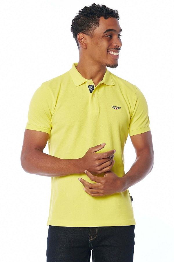 Galvanni Light Yellow Men s Polo T shirt Logos Trendyol