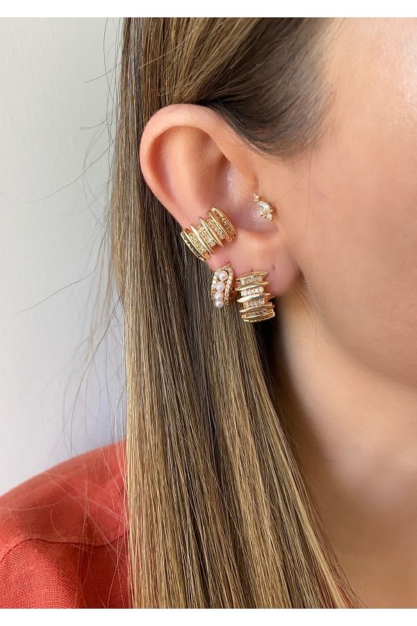 Pinery Jewels Zigzag Rod Gold Cartilage Earring Earcuff Trendyol