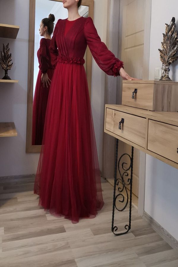 CER TLER Modest Evening Dress Burgundy Trendyol