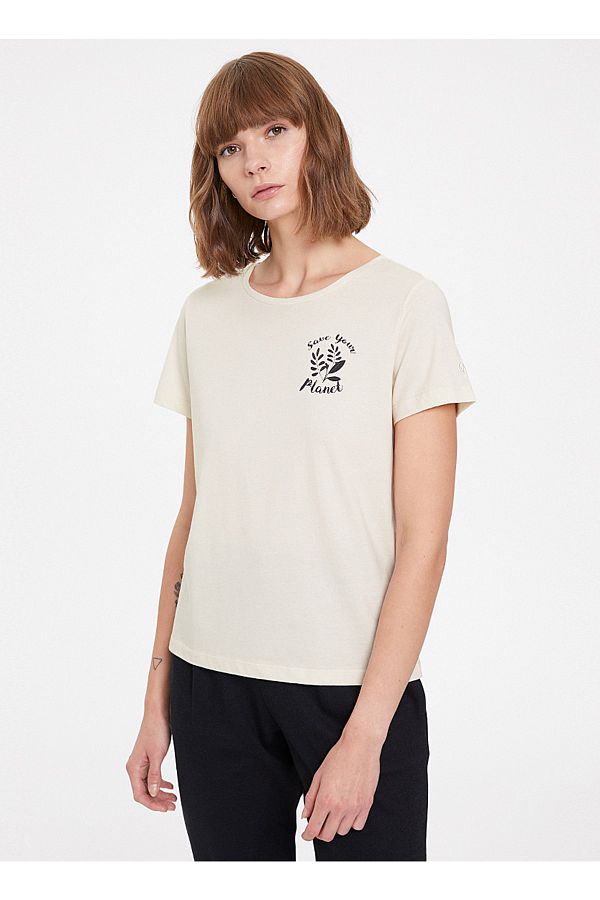 WESTMARK LONDON-Tricou Planetă din bumbac brut bej pentru femei 1