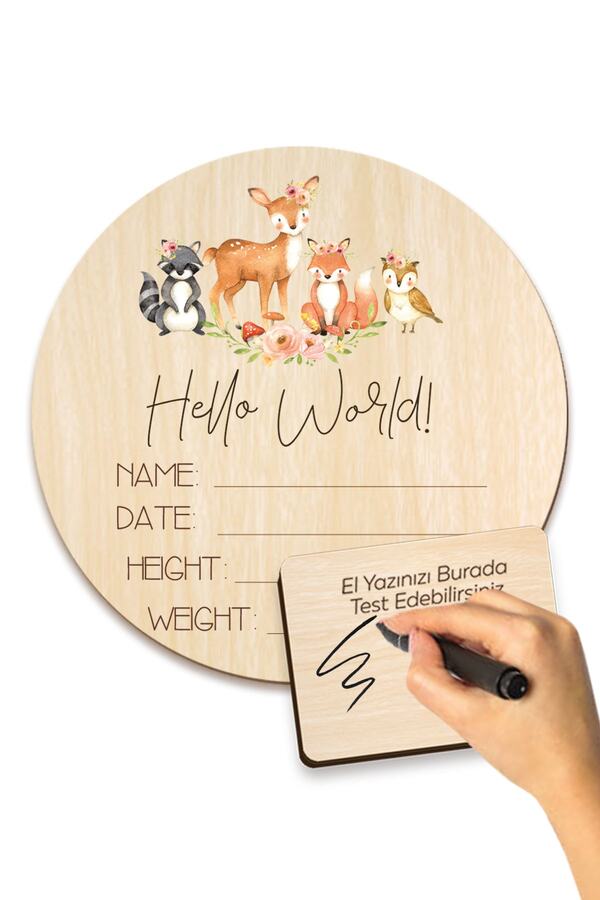 Enjoymydesign Bebek Künyesi Ahşap Doğum Bilgileri Panosu 16.5 cm Yenidoğan Bebek Hediyelik Ahşap Künye Anı Kartı