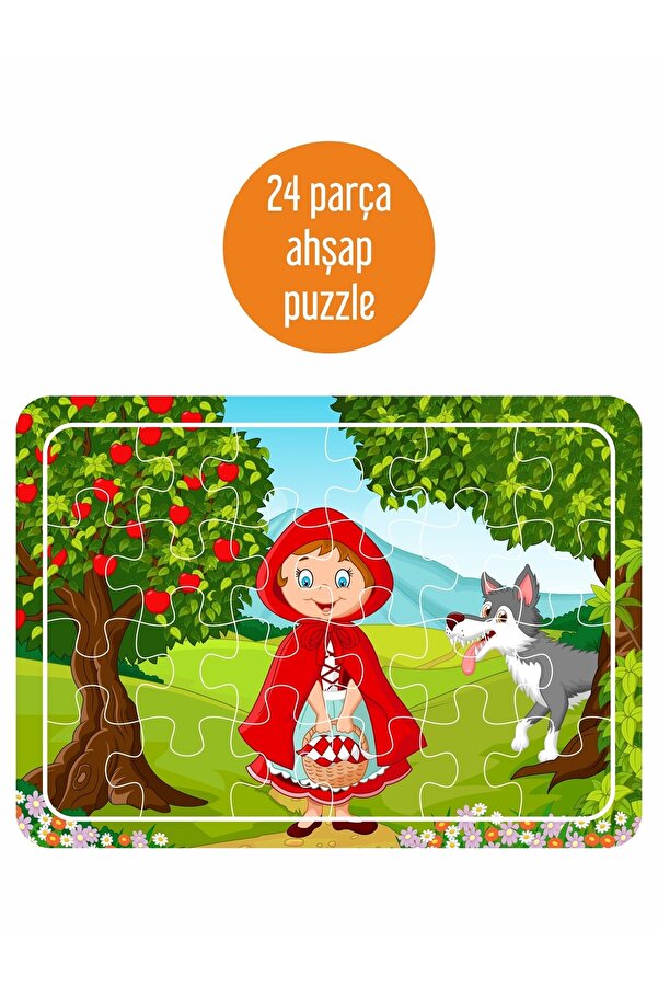 LİPYOS Elmalı Ağaç Kurt Ve Kırmızı Başlıklı Kız 24 Parça Ahşap Puzzle
