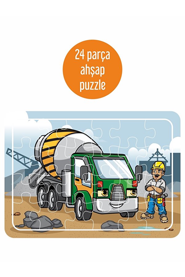 LİPYOS Iş Makinası Çimento Arabası 24 Parça Ahşap Puzzle