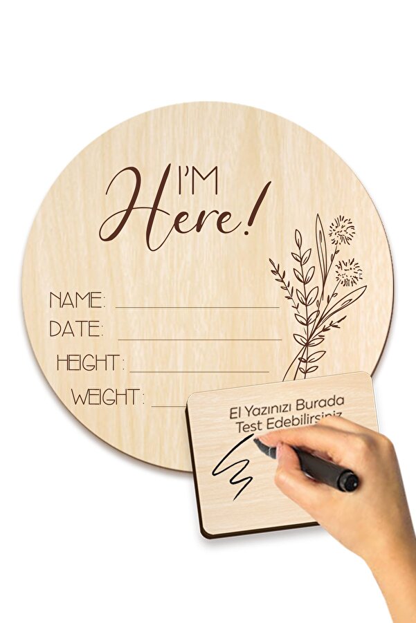 Enjoymydesign Bebek Anı Kartı Doğum Künyesi 16.5 Cm Hello World Yenidoğan Bebek Hediyelik Hatıra Kartı