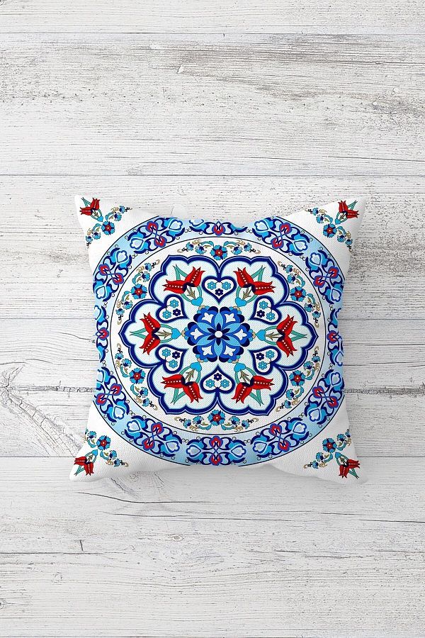 on the clouds-Turquoise Tile Patterned Single Side Printed Hidden Zipper Pillow Case Throw Pillow Sofa Pillow Case 1