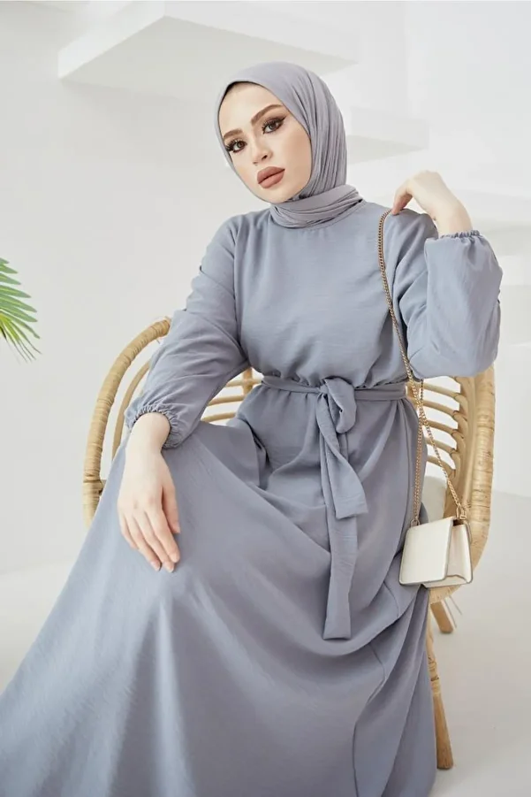 benguen-424-1aerobin Rochie Hijab Gri 1