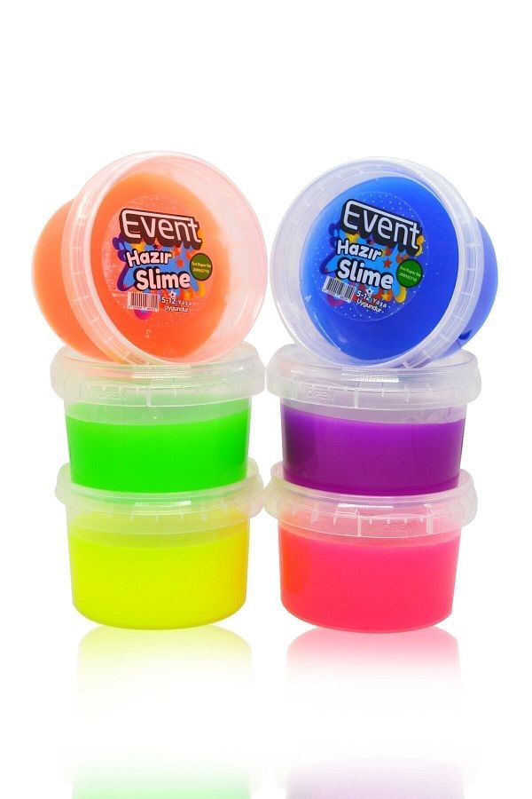 EVENTİ-Event 6 Color Neon Highlighter Ready Slime - Ready Slime Game 6X170Gr Total 1020Gr.Hsx 1