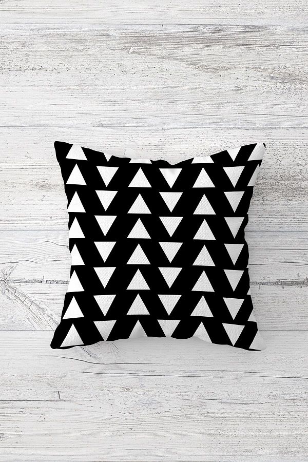 on the clouds-Black Background Triangle Pattern One Side Printed Hidden Zipper Pillowcase Throw Pillow Pillowcase 1