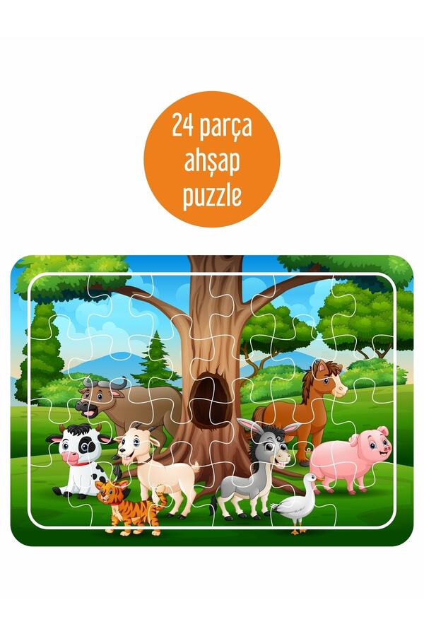 LİPYOS Sevimli Hayvanlar 24 Parça Ahşap Puzzle