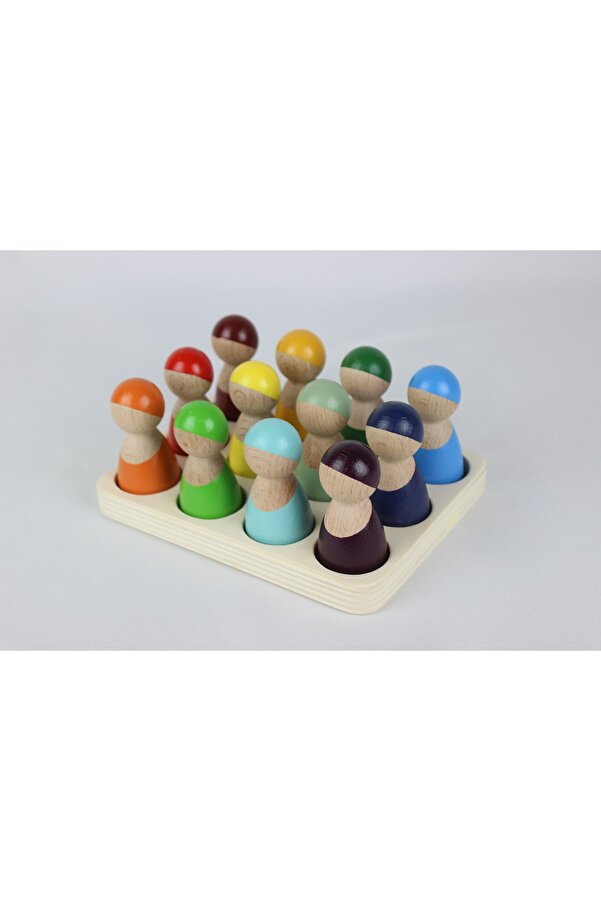 aliwooden 12 Li Waldorf Gökkuşağı İnsan Figürleri