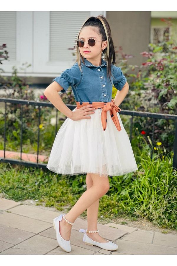 DUDOR K DS Girl s Tutu Denim Dress Trendyol