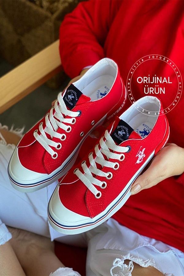 Beverly Hills Polo Club Red Polo Club Unisex Linen Sneakers Trendyol
