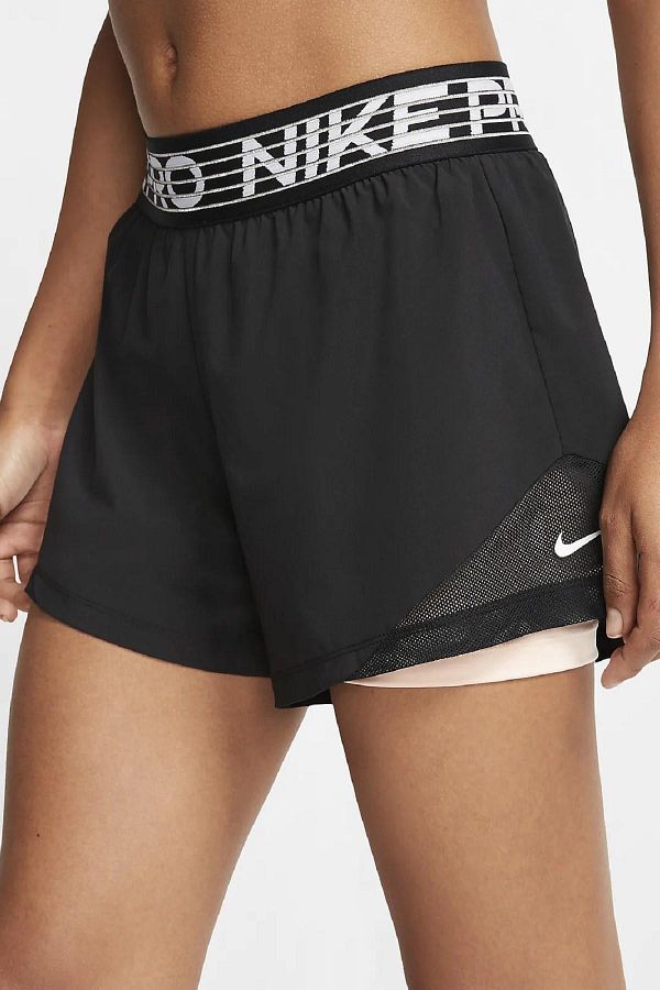 Nike Pro Flex 2 In 1, Two in One, Short Shorts with Tights Black Pink -  Trendyol