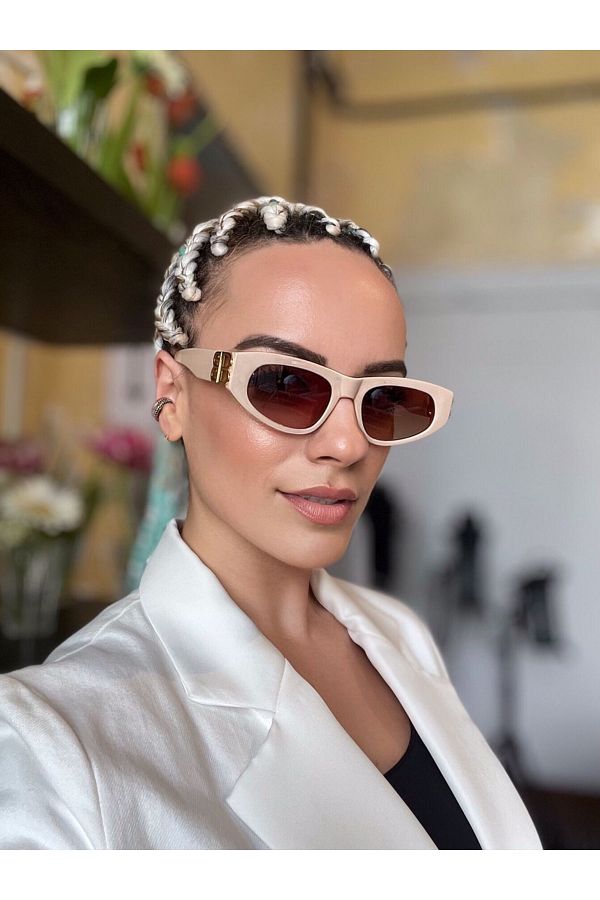 Beige cat eye sunglasses deals