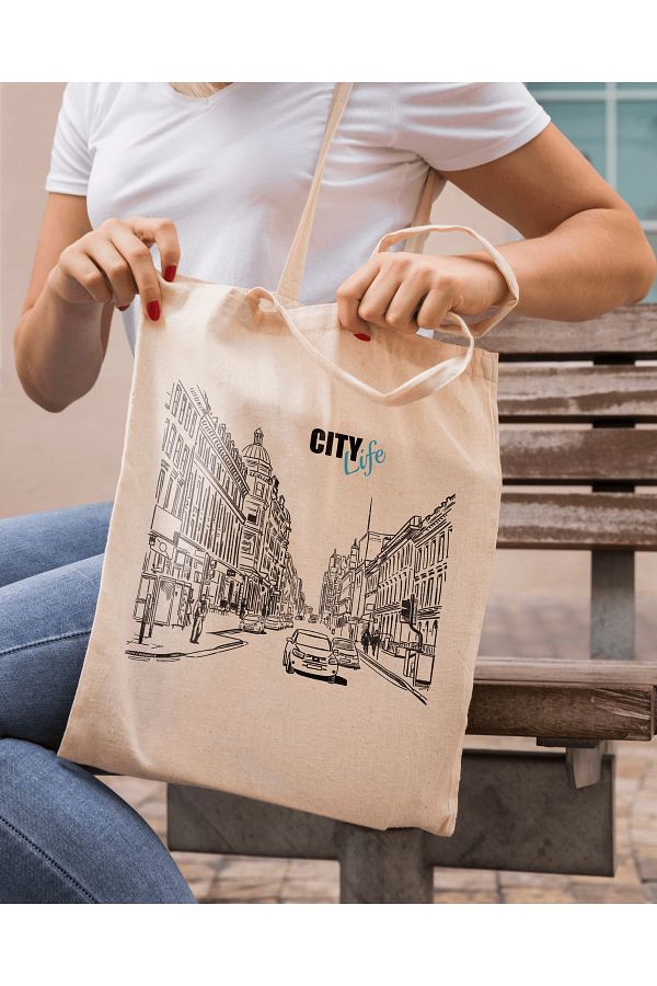 miracle things City Life Printed Cloth Bag Trendyol