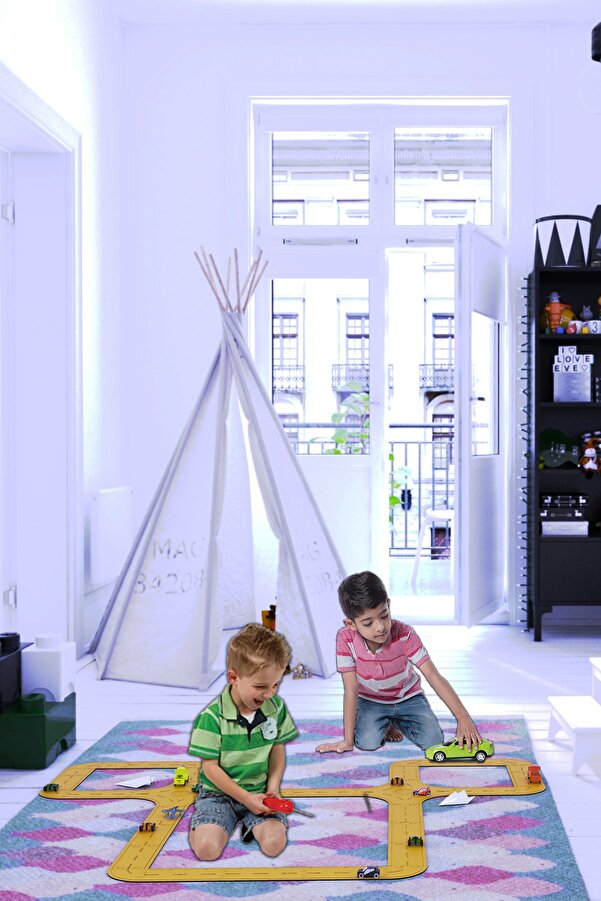 KUK Design Kuk's 52 Parça Dev Ahşap Yol Araç Oyun Seti Eğitici Oyuncak Puzzle