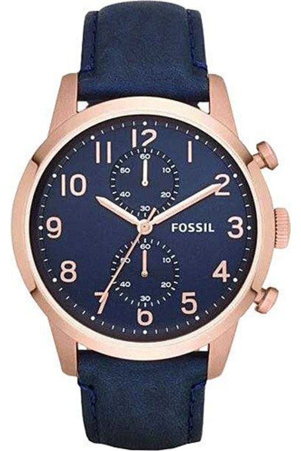 onlinekordon Fossil FS5465 Compatible Dark Blue Leather Watch Band Trendyol