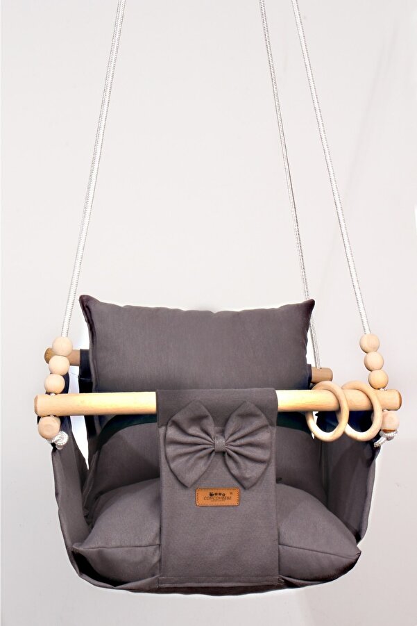 ConconBebe Emniyet Kemerli Çocuk Salıncak Ahşap Bahçe Salıncağı Hamak Tavan Ev Salıncağı