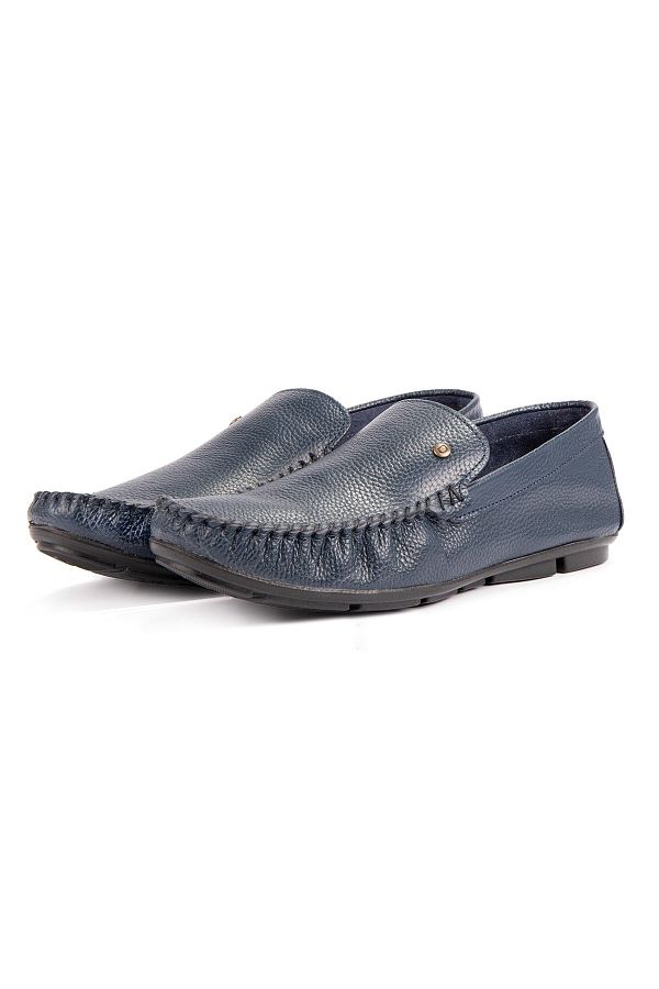 Ducavelli-Attic Genuine Leather Men's Casual Shoes, Rok Loafer Shoes Navy Blue 1