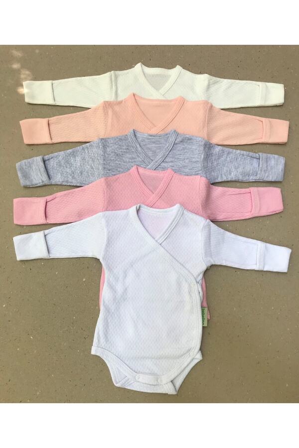 bebedino Uzun Kollu Kendinden Eldivenli Çıtçıtlı Badi Kruvaze 5 Li Paket