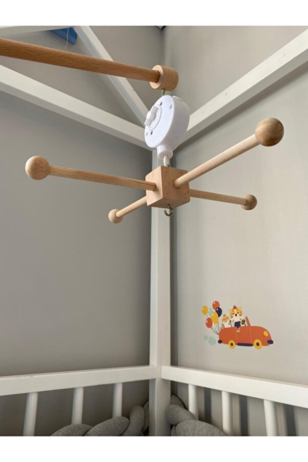 HOBİKİDS Ahşap 4 Kollu Dönence Askı Aparatı Ve Müzik Kutusu 2'li Set