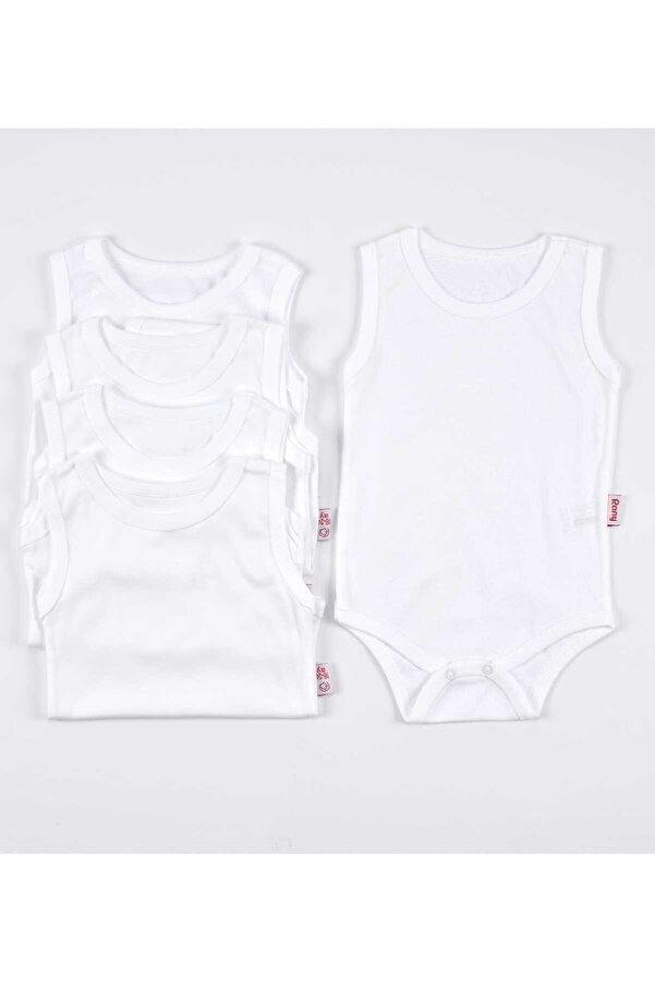 Little Baby 5li Bebek Atlet Body Ribana Beyaz