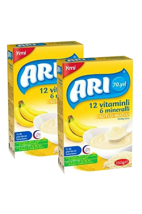 ARI Arı Mama Sütlü Muzlu Pirinç Unu 250 gr X 2 Adet