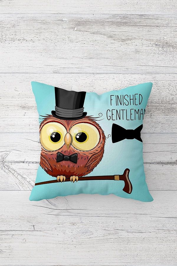 on the clouds-Bow Tie Owl Patterned Double Sided Printed Hidden Zipper Pillowcase Throw Pillow Seat Pillowcase 1