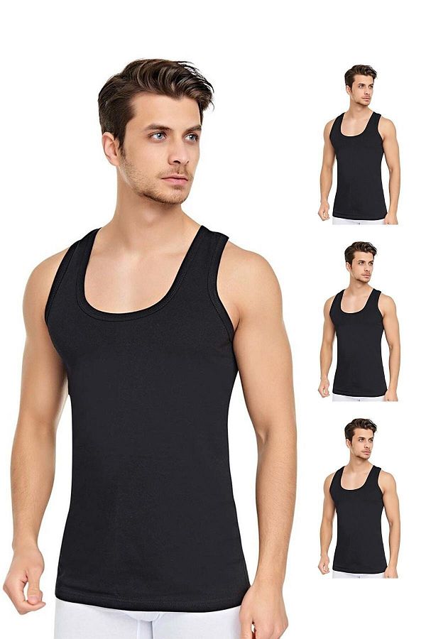 Tutku-Men's Undershirt 3 Pack Ribbon Black Color Available in Single Color 1