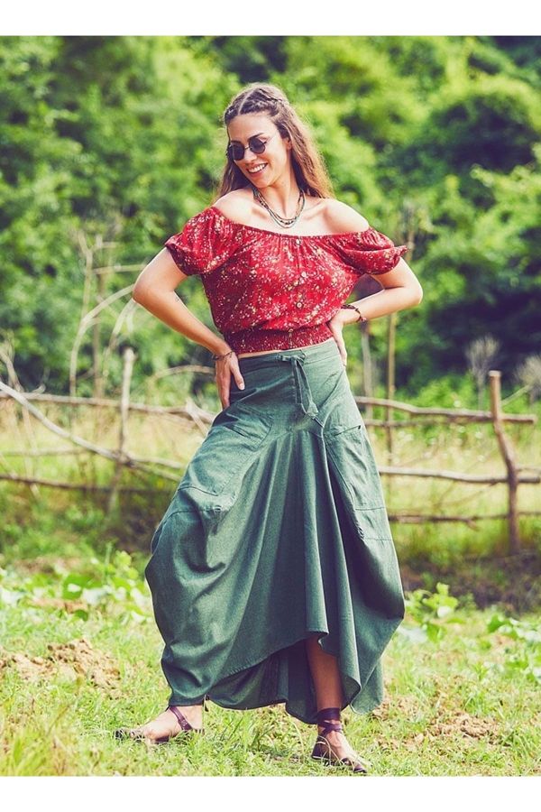 Green skirt ethnic outlet