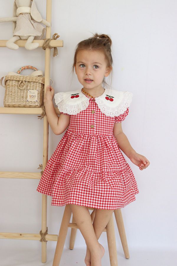 Baby red gingham dress cheap