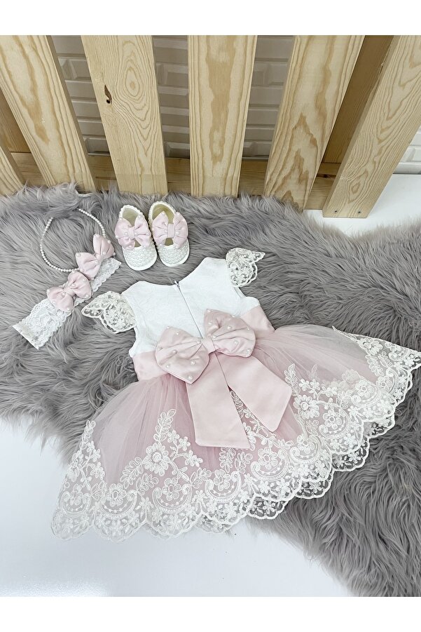 Almira Tasarım Fransız Dantelli Pembe Doğumgünü Mevlüt Elbisesi