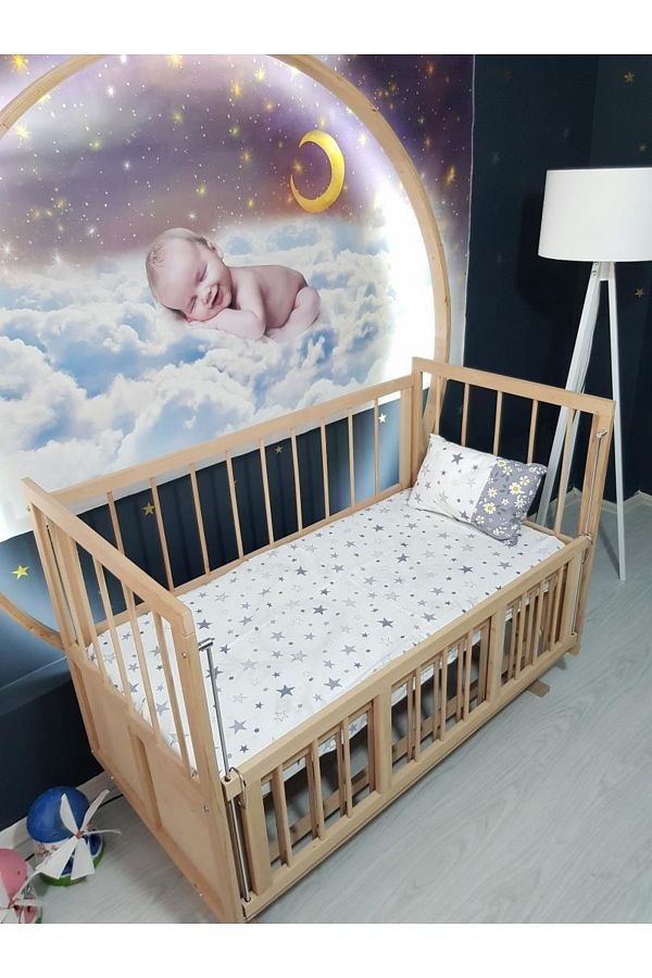bebek iklimi Gray Big Star Pattern Elastic Baby Bed Sheet Trendyol