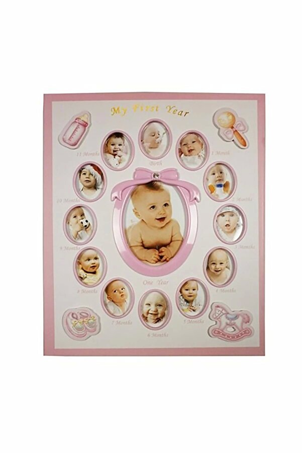 F&D albüm 240'lık Bebek Fotoğraf Albümü 12 Ay Fotoğraf Çerçevesi Bebek Albümü Pembe