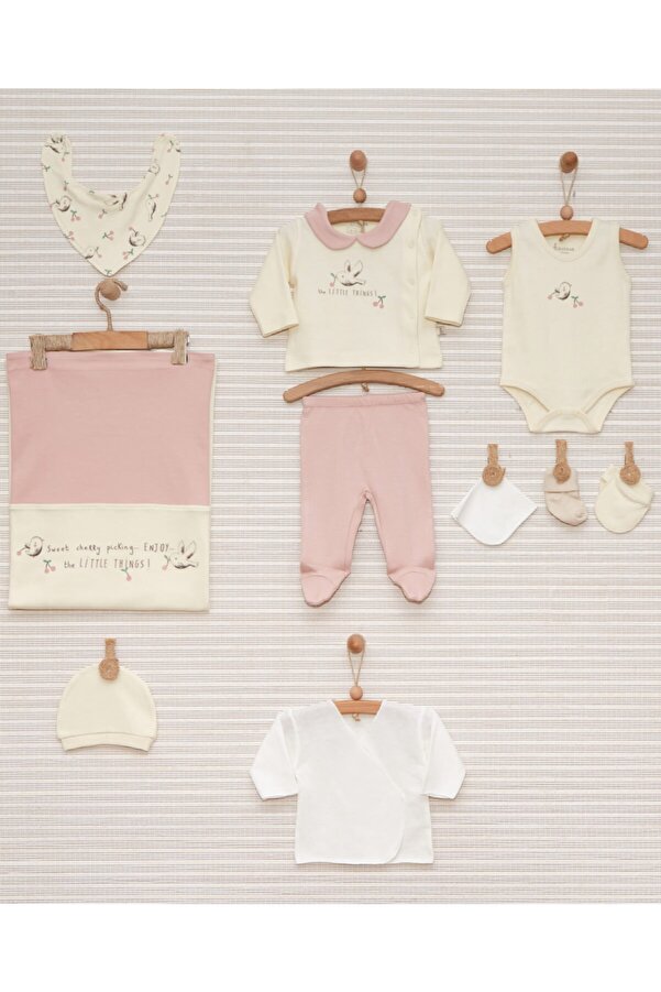 Melekpare Kız Bebek Hastane Çıkışı Yenidoğan Tavşan Baskılı 10lu Hastane Çıkışı Doğum Hediyesi