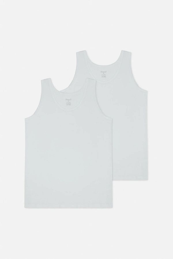 Kom-Pack of 2 Solid Color Men's Basic Undershirt, 100% Cotton Undershirt 1