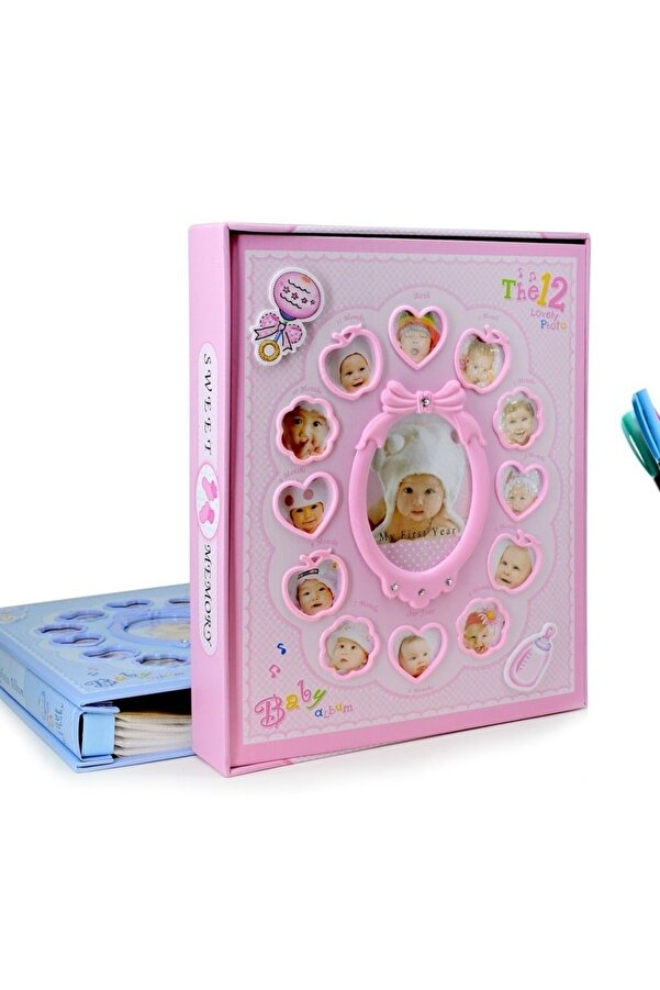 PHOTO ALBUM Sh Album 10x15cm 240’lık 12aylık Bebek Fotoğraf Albümü "pembe" 6406p