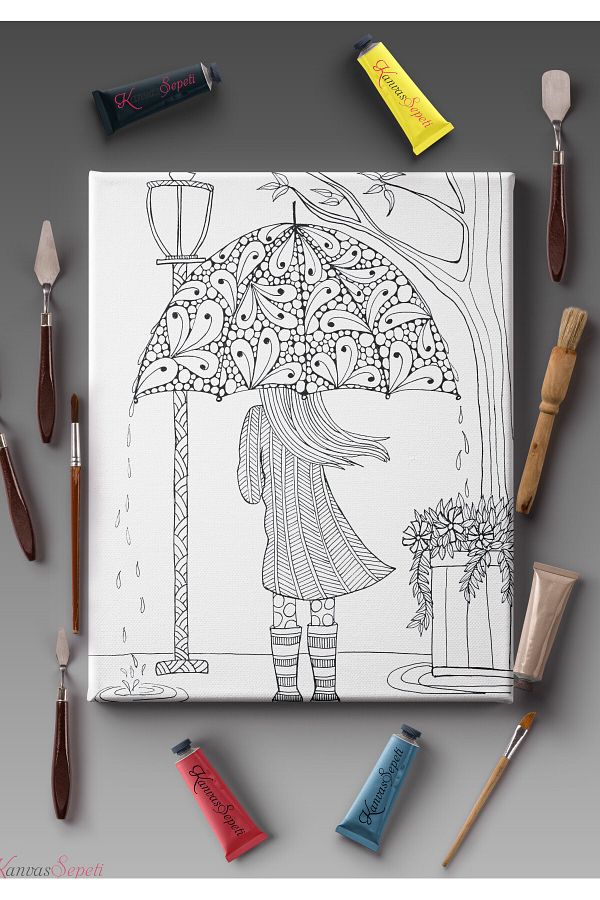 KanvasSepeti-Paintable Painting Canvas Suitable for All Types of Paint with Size Options Mandala Stripes Ready-Made Template Canvas 1