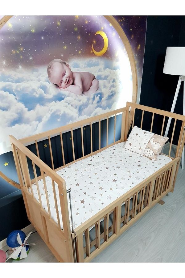 bebek iklimi Brown Big Star Pattern Elastic Baby Bed Sheet Trendyol