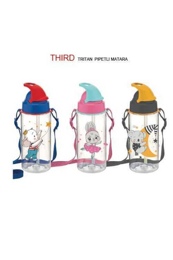 Gıpta-Third Tritan Patterned Water Bottle with Straw 500 Cc (Piece Price, Mixed Color) 1
